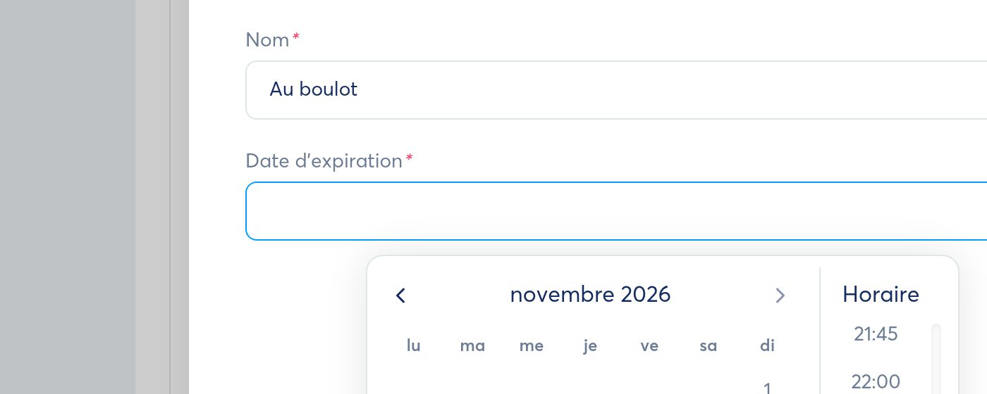 Validez la date avec « Appliquer », puis « Sauvegarder »