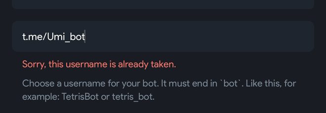 Le message d'erreur quand l'identifiant est déjà pris